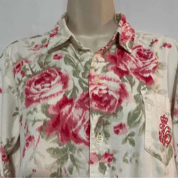 Lauren Ralph Lauren Cream Cotton Floral Long Sleeve Button Down Dress - Picture 4 of 8